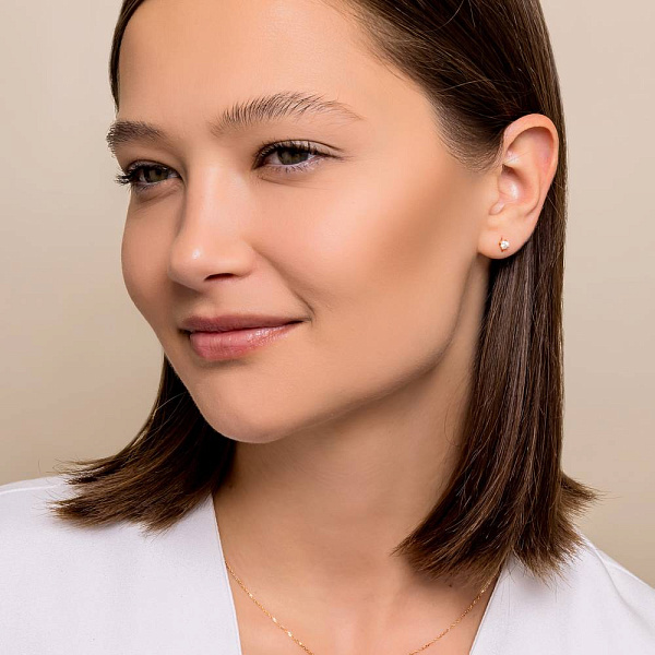 Пусеты из красного золота с бриллиантами (арт. 2191234201) – изображение 3