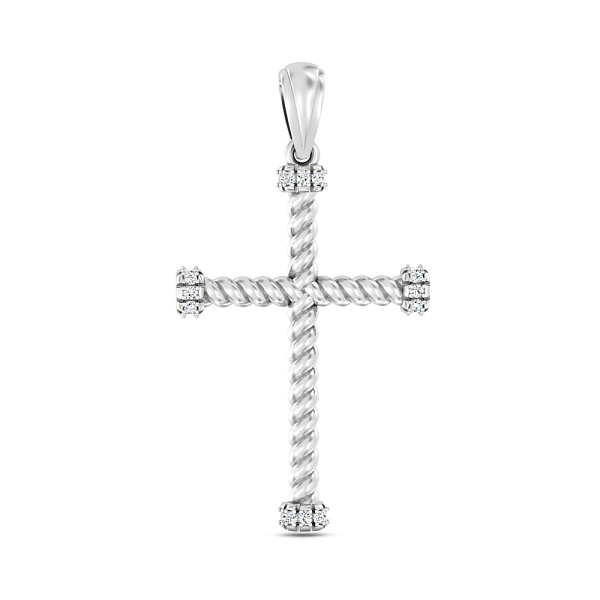 Хрестик з білого золота з діамантами (арт. П011795010б) – зображення 1