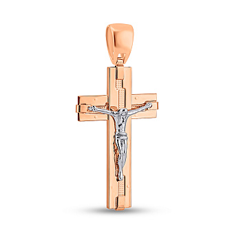 Золотой нательный крестик с распятием (арт. 500686)