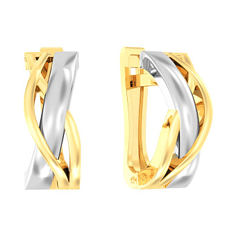 Фото Сережки Синергия из комбинированного золота (арт. 110494ж)