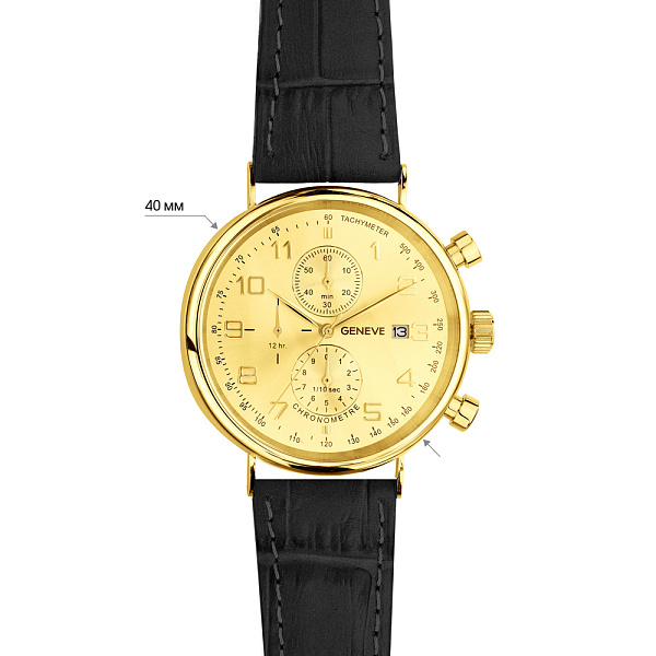 Массивные золотые часы с кожаным ремешком (арт. 260238жжч) – изображение 3