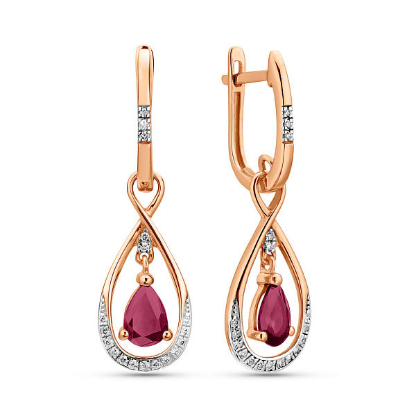 Сережки з червоного золота з рубіном і діамантами (арт. С011108р) – зображення 1