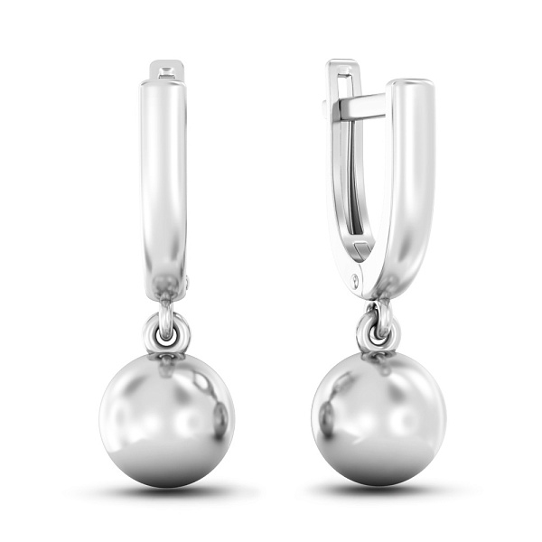 Сережки Шарики из белого золота (арт. 110521/7б) – изображение 1