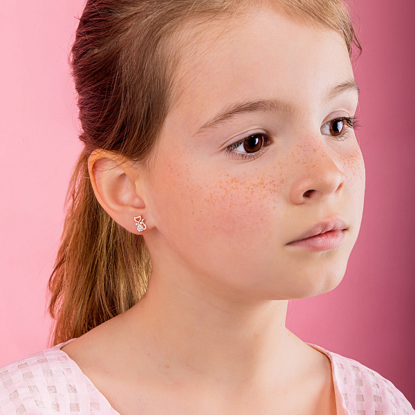 Дитячі сережки "Кошенята" з червоного золота  (арт. 110706) – зображення 2