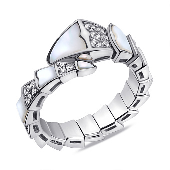 Серебряное кольцо с перламутром и фианитами (арт. 7501/6542п)