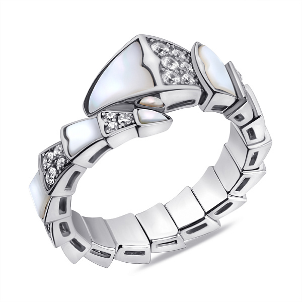 Серебряное кольцо с перламутром и фианитами (арт. 7501/6542п) – изображение 1
