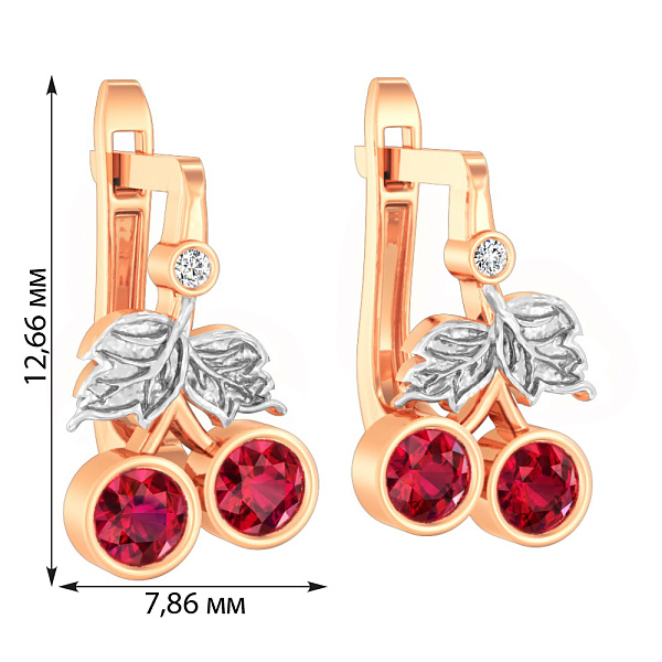 Детские золотые серьги «Вишенки» с фианитами (арт. 110524к) – изображение 3