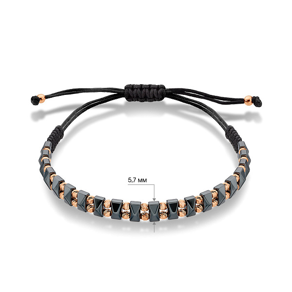 Браслет на нити с золотыми вставками и гематитом (арт. 324952/1гмтуа) – изображение 4