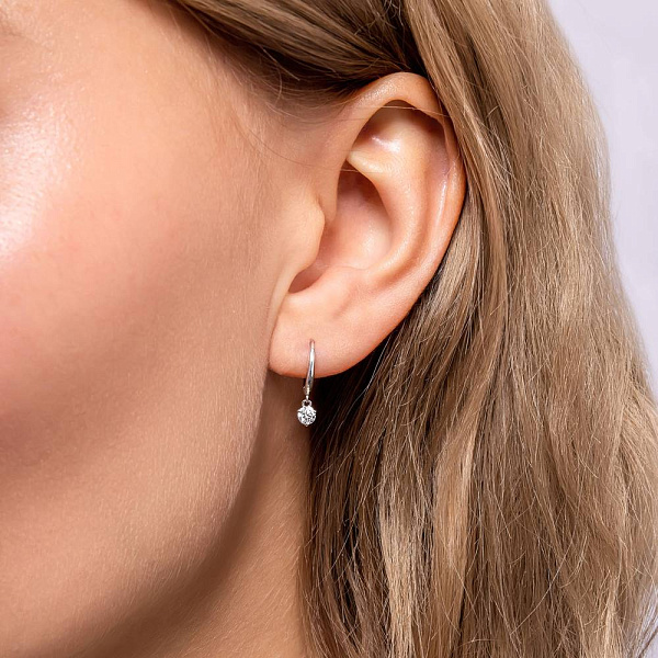 Сережки з білого золота з діамантами (арт. С011644020б) – зображення 2