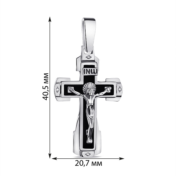 Серебряный крестик с фианитами и эмалью (арт. 7504/2-1169.0.2) – изображение 2