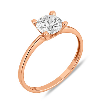 Фото Каблучка з золота в червоному кольорі металу з фіанітом (арт. 140850)