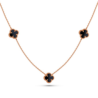 Фото Золоте кольє Клевер з оніксом (арт. 361494/7о)