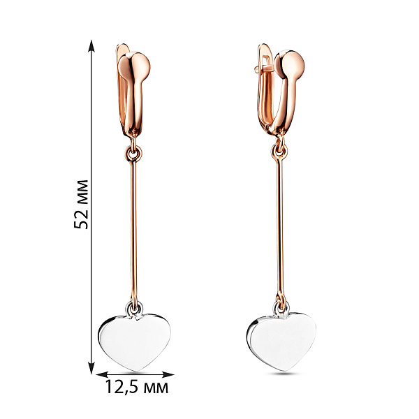 Серьги-подвески из комбинированного золота (арт. 104677кб) – изображение 2