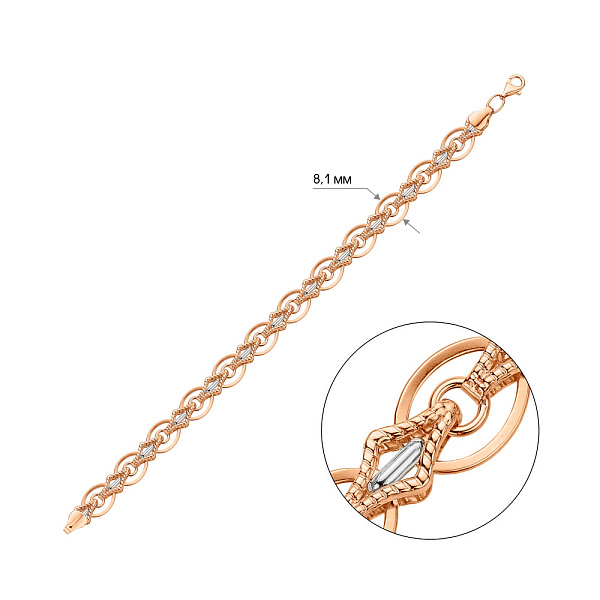 Золотой браслет с родированием (арт. 323375р) – изображение 2