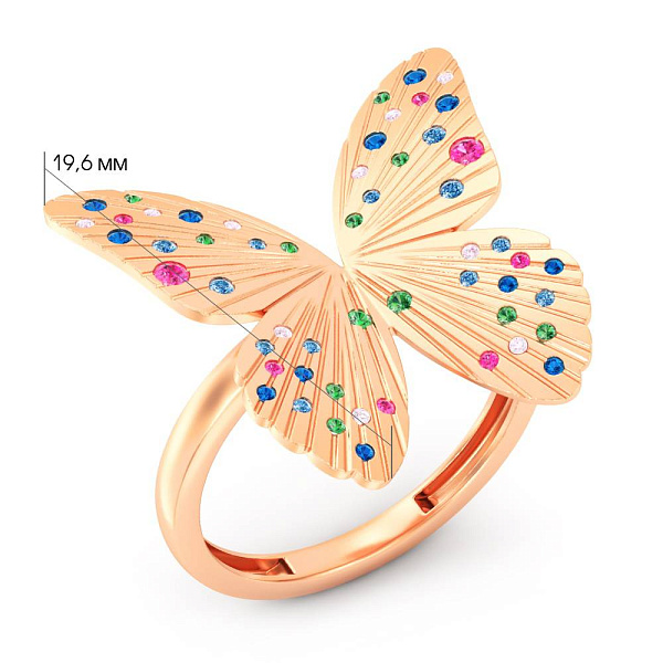 Золотое кольцо Бабочка (арт. 141373цв) – изображение 2