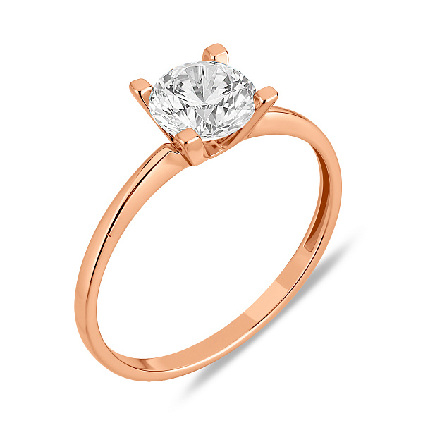 Каблучка з золота в червоному кольорі металу з фіанітом (арт. 140850) – зображення 1