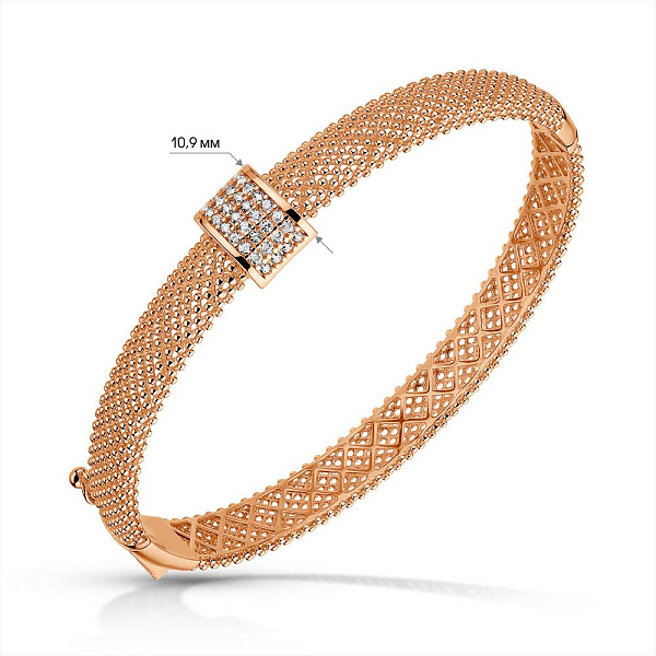 Жесткий золотой браслет с фианитами (арт. 3261345) – изображение 9