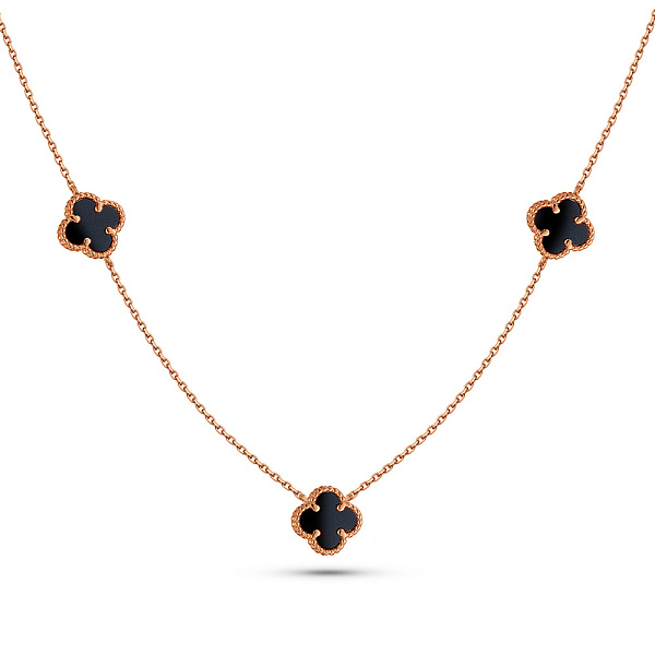 Золоте кольє Клевер з оніксом (арт. 361494/7о) – зображення 1