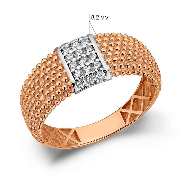 Золота каблучка з фіанітами (арт. 156717р) – зображення 8