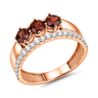 Фото Золотое кольцо с гранатом (арт. 140808Пк)