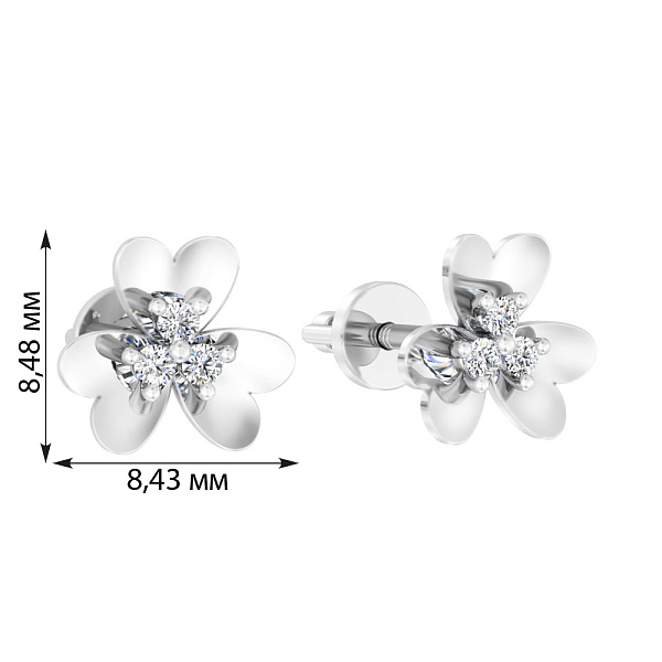 Золотые серьги пусеты «Цветочки» с фианитами (арт. 110574б) – изображение 2