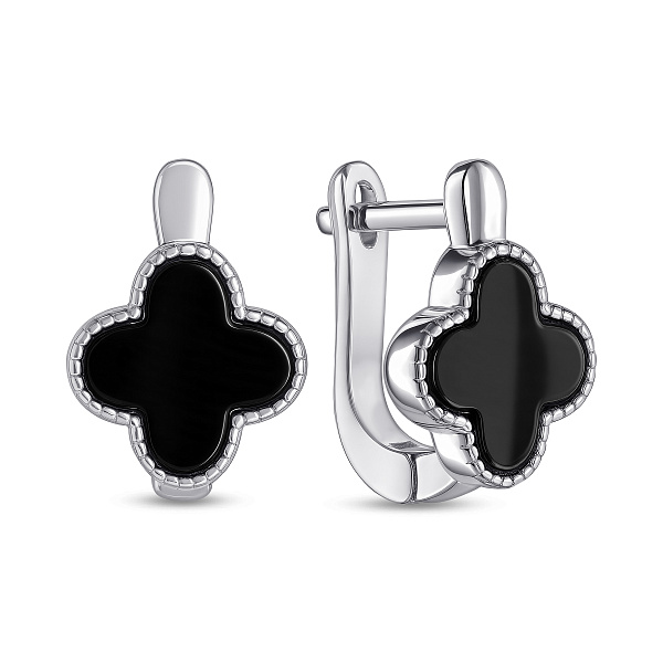 Серебряные серьги с ониксом (арт. 7502/3121/9о) – изображение 1