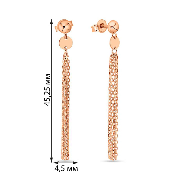 Золотые серьги-пусеты "Монеты" с длинной подвеской (арт. 108771) – изображение 2