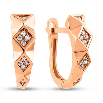 Серьги из красного золота с фианитами (арт. 1091394)