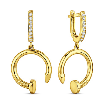 Фото Золоті сережки з фіанітами Цвях (арт. 105402ж)