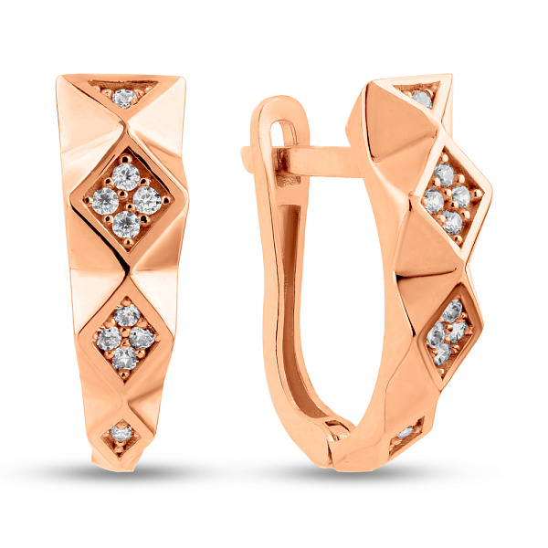 Серьги из красного золота с фианитами (арт. 1091394) – изображение 1