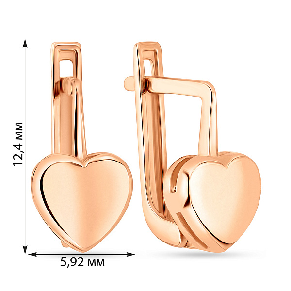Сережки для детей «Сердечки» из красного золота (арт. 106069) – изображение 2