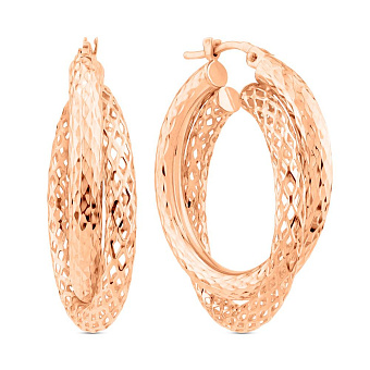 Сережки з червононого золота без каміння (арт. 1091734/25)