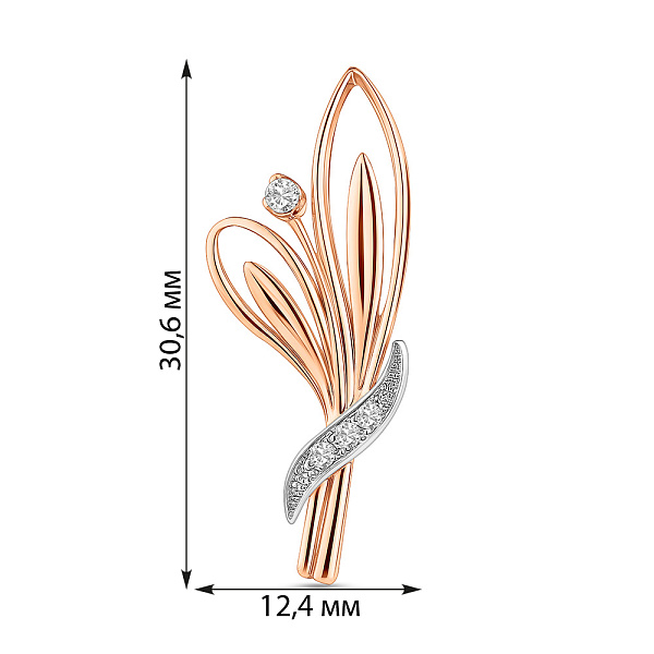 Золота брошка з фіанітами (арт. 360034) – зображення 3