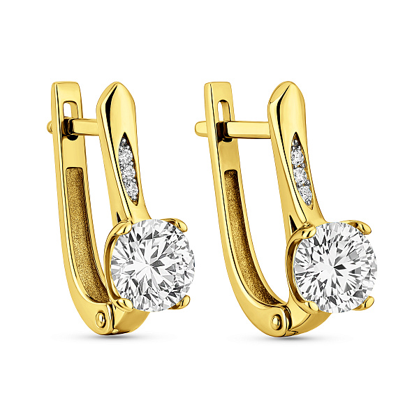 Серьги из желтого золота с фианитами (арт. 113500ж) – изображение 1