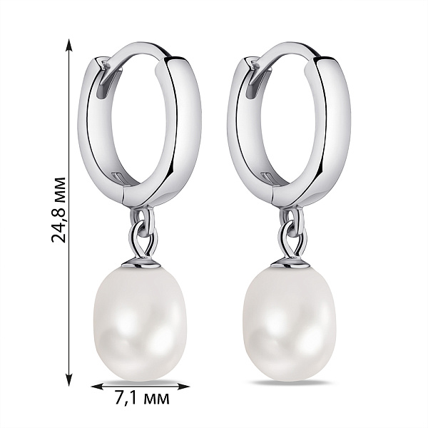 Серьги серебряные с жемчугом (арт. 7502/9564/10жб) – изображение 2