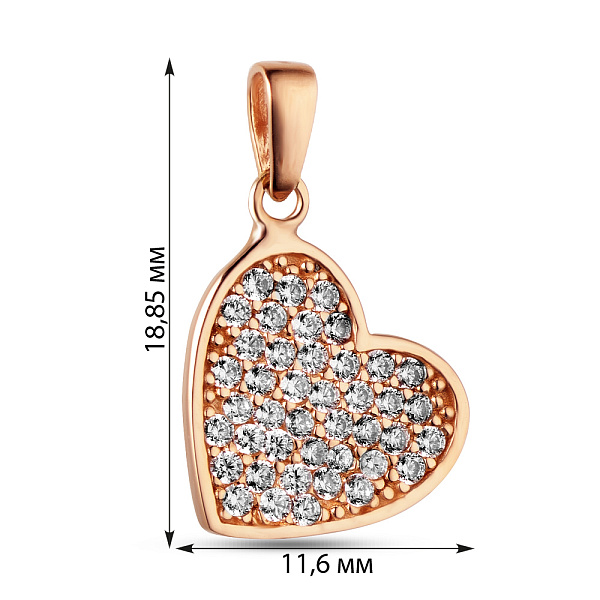 Золота підвіска Сердечко з фіанітами (арт. 423905) – зображення 2