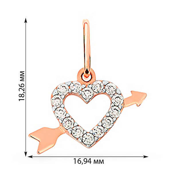 Золотий кулон «Серце» з фіанітами (арт. 440529) – зображення 2