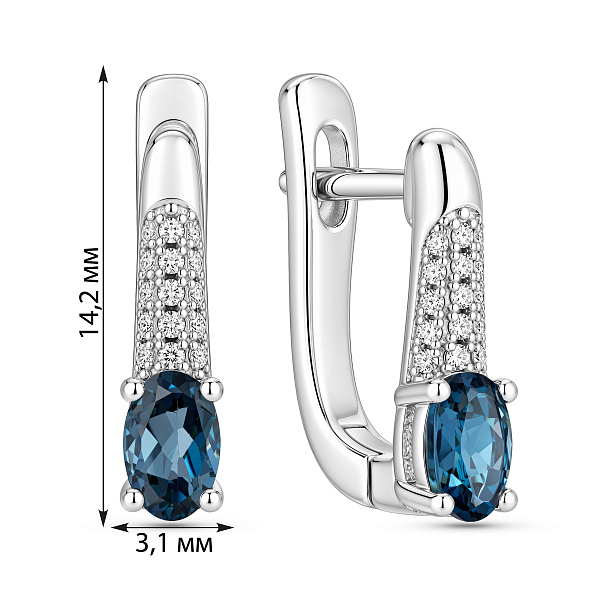 Серебряные серьги с топазом и фианитами (арт. 7502/10603Пл) – изображение 2