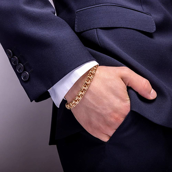 Золотий ланцюговий браслет плетіння Бісмарк (арт. 310318) – зображення 3