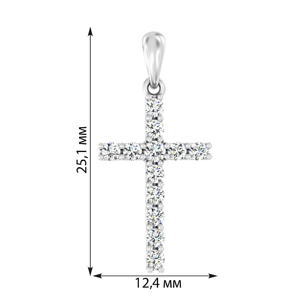 Хрестик з білого золота з діамантами  (арт. П011271040б) – зображення 2