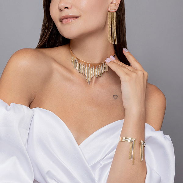 Длинные золотые серьги Francelli (арт. 1092046ж) – изображение 6