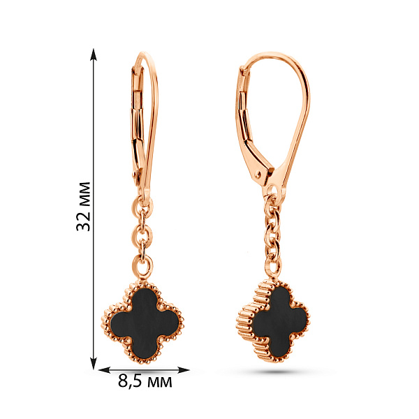 Золоті сережки-підвіски з оніксом (арт. 1091536/8о) – зображення 3