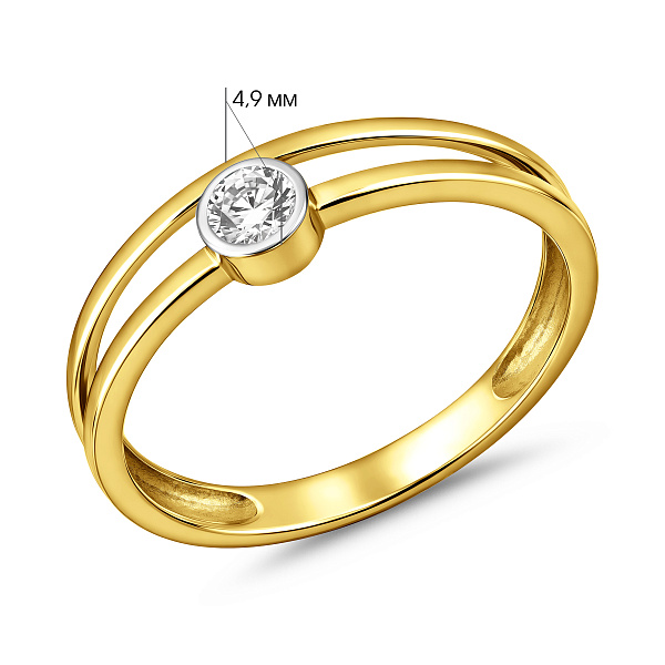 Каблучка з жовтого золота з фіанітом (арт. 141073ж) – зображення 2