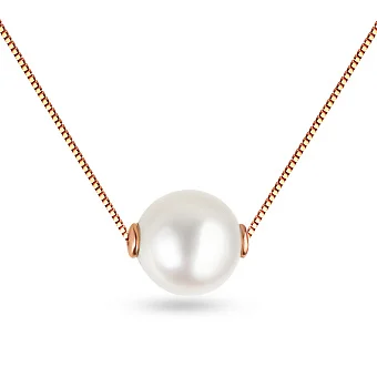 Колье из красного золота с жемчугом (арт. 350729прлб)