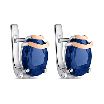 Серьги из серебра с сапфиром и золотой накладкой (арт. 7202/685Спссп)