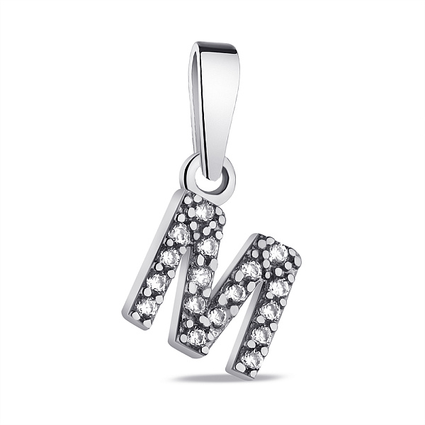 Серебряный подвес Буква М с фианитами (арт. 7503/1099пю) – изображение 1