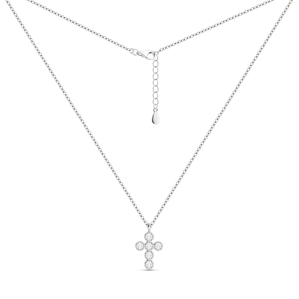 Срібне кольє Хрестик з фіанітами (арт. 7507/2339) – зображення 2