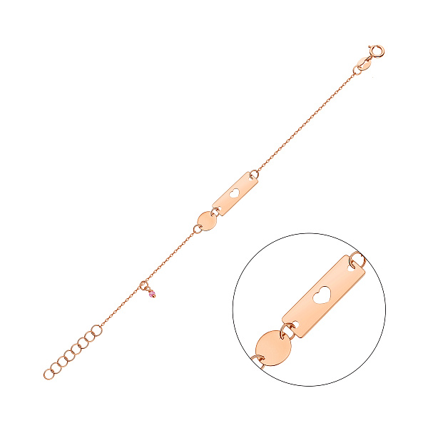 Браслет з золота з рожевим фіанітом (арт. 325460р) – зображення 1