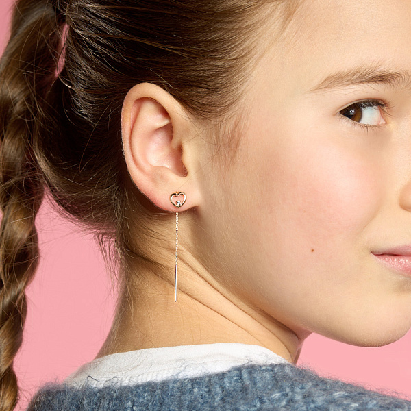 Золотые сережки-протяжки «Сердце» (арт. 110826) – изображение 2
