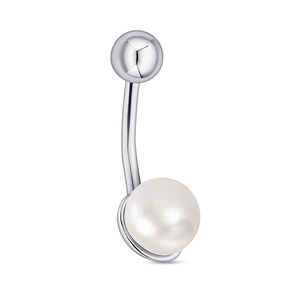 Срібна сережка-пірсинг для пупка з перлиною (арт. 7512/025жб) – зображення 1